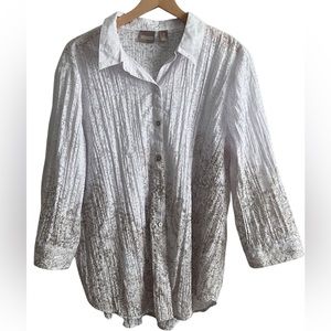 Chicos  White Cotton Button Down Blouse